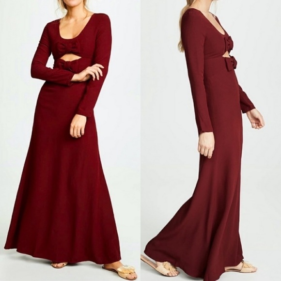 NWT Staud Maroon Lido Dress In Garnet 2 - Picture 2 of 8